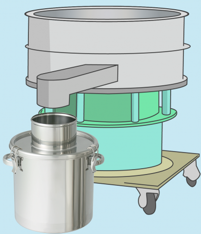 ふるい機に組み合わせた粉体回収容器
