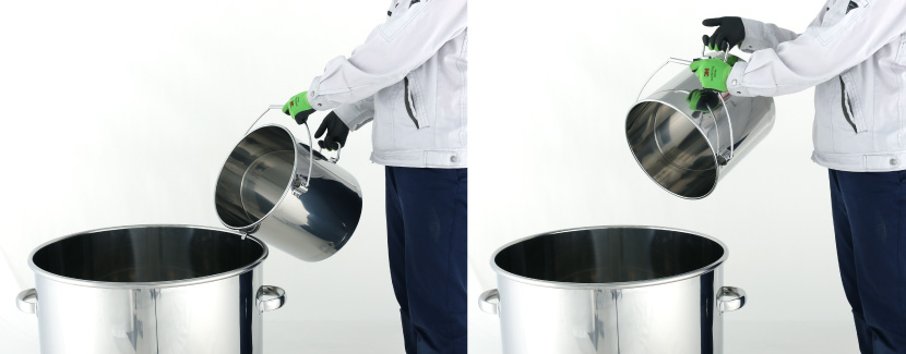 折り畳み取っ手下部付ステンレス容器の使用例