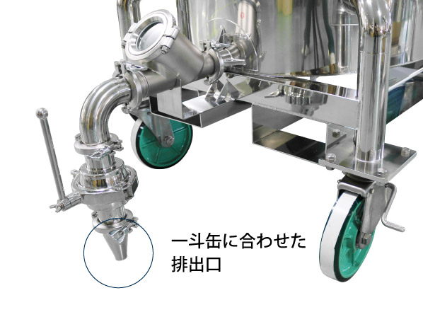 一斗缶に合わせた排出口