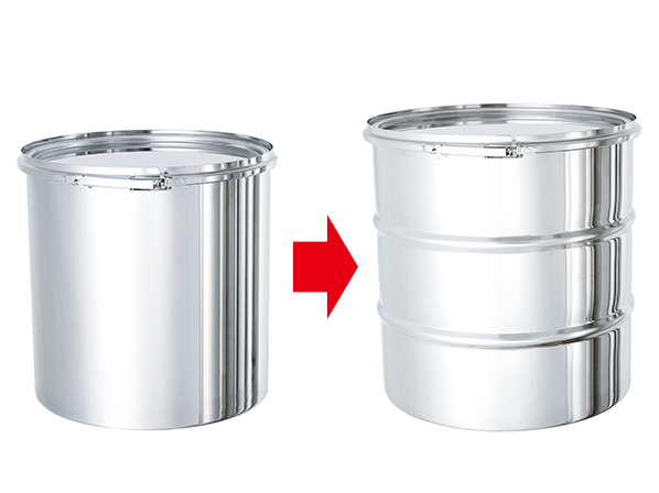 ステンレス容器のリブ加工