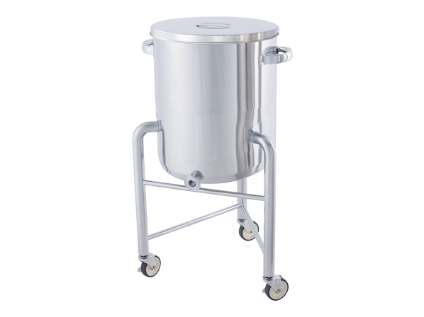 【新製品】排出の時間短縮に|片テーパー急傾斜型容器 脚付